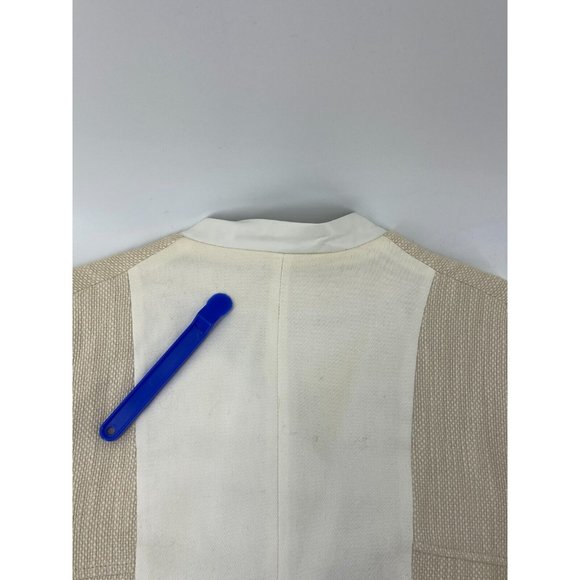 Ellen Tracy Off White Asymmetrical Zip Faux Leather Tweed Crop Jacket Size Med - Picture 14 of 16